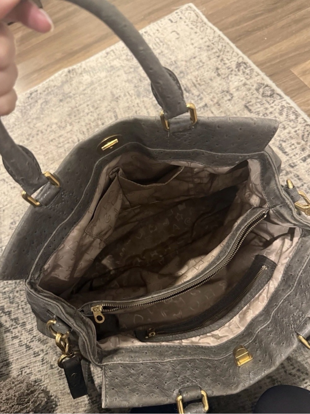Marc By Marc Jacobs Gray Ostrich-Textured Tote - Picture 4 of 8